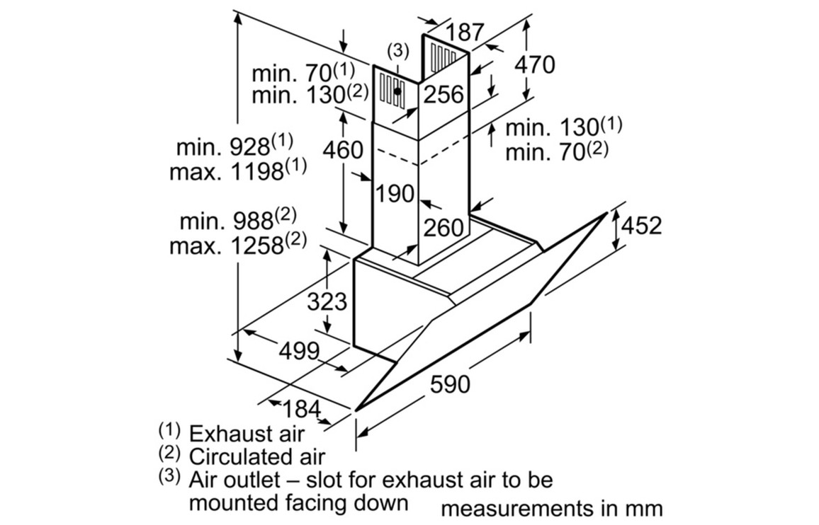 Neff N50 D65IHM1S0B 60cm Angled Glass Chimney Hood Black Empire Electro