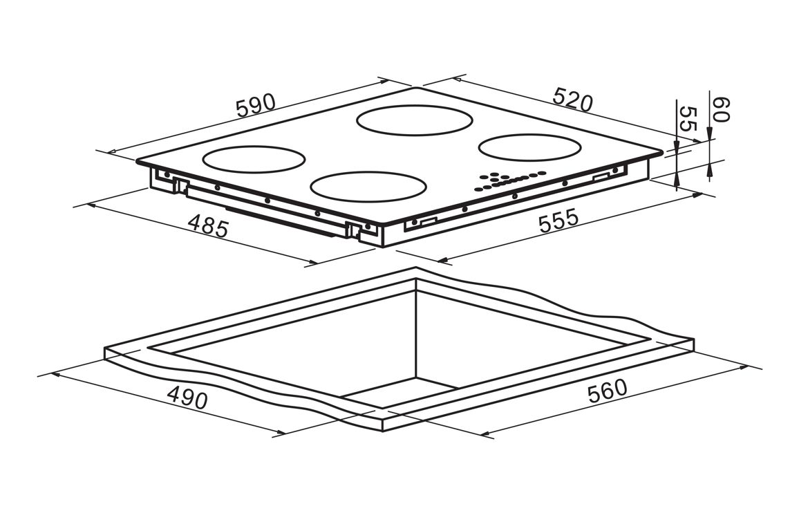 Prima PRIH024 60cm Framed Induction Hob - Black & St/Steel - Image 2