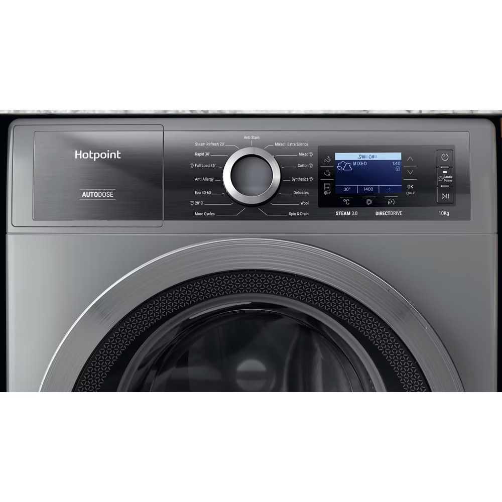 Hotpoint H809ADSGPOWERUK Freestanding Washing Machine 10kg 1400 Spin – Silver 1