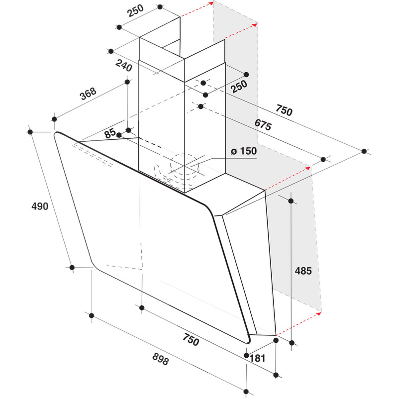 Hotpoint PHVS91FLTDPK 90 cm Angled Chimney Cooker Hood – Black6