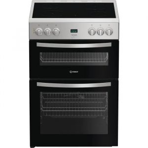 Indesit IDE6VDCS1 60cm Freestanding Electric Ceramic Double Cooker – Silver