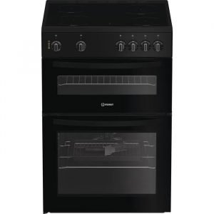 Indesit IDE6VMB 60cm Freestanding Electric Double Cooker - Black