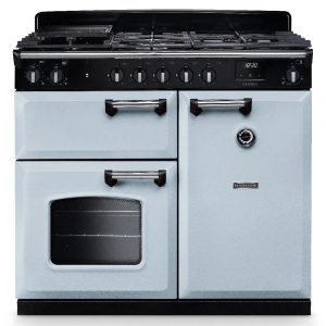 Rangemaster CL100DFPMSB/CM1 Classic 100cm Dual Fuel Range Cooker – Misty Blue with Chrome Trim