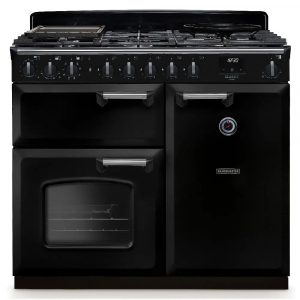 Rangemaster CLDL100DFPGBL/CM1 Classic Deluxe 100cm Dual Fuel Range Cooker – Gloss Black with Chrome Trim