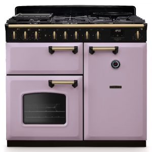 Rangemaster CLDL100DFPHTH/AB1 Classic Deluxe 100cm Dual Fuel Range Cooker – Heather with Antique Brass Trim