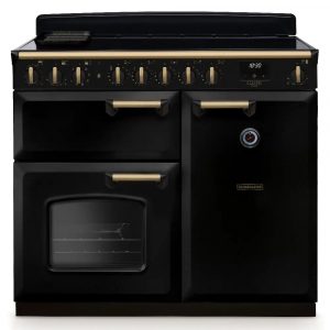 Rangemaster CLDL100EIPGBL/AB1 Classic Deluxe 100cm Induction Range Cooker – Gloss Black with Antique Brass Trim