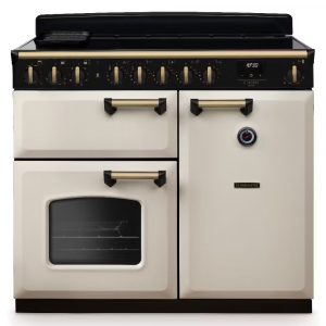 Rangemaster CLDL100EIPPCRAB1 Classic Deluxe 100cm Induction Range Cooker – Pale Cream with Antique Brass Trim