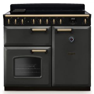 Rangemaster CLDL100EIPSLT/AB1 Classic Deluxe 100cm Induction Range Cooker – Slate with Antique Brass Trim