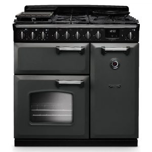 Rangemaster CLDL90DFPSLT/CM1 Classic Deluxe 90cm Dual Fuel Range Cooker – Slate with Chrome Trim