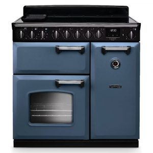 Rangemaster CLDL90EIPSTB/CM1 Classic Deluxe 90cm Induction Range Cooker – Stone Blue with Chrome Trim