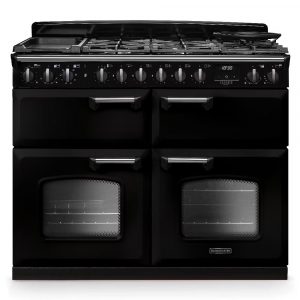 Rangemaster Classic Deluxe CLDLB110DFPGBL/CM1 110cm Dual Fuel Range Cooker – Black with Chrome Trim