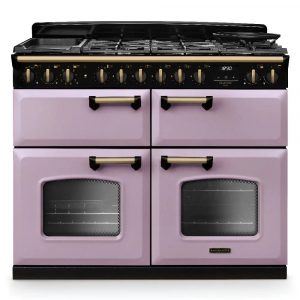 Rangemaster Classic Deluxe CLDLB110DFPHTH/AB1 110cm Dual Fuel Range Cooker – Heather with Antique Brass Trim