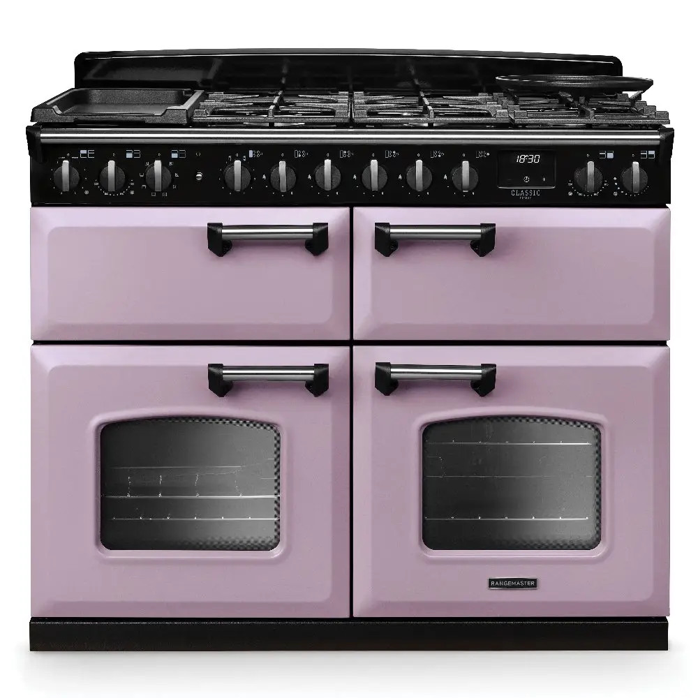 Rangemaster Classic Deluxe CLDLB110DFPHTHCM1 110cm Dual Fuel Range Cooker – Heather with Chrome Trim Rangemaster Classic Deluxe CLDLB110DFPHTHCM1 110cm Dual Fuel Range Cooker – Heather with Chrome Trim