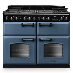 Rangemaster Classic Deluxe CLDLB110DFPSTB-CM1 110cm Dual Fuel Range Cooker – Stone Blue with Chrome Trim