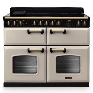 Rangemaster-Classic-Deluxe-CLDLB110EIPPCR-AB1-110cm-Induction-Range-Cooker-–-Pale-Cream-with-Antique-Brass-Trim