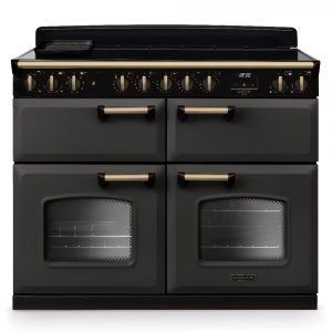 Rangemaster Classic Deluxe CLDLB110EIPSLT/AB1 110cm Induction Range Cooker – Slate with Antique Brass Trim