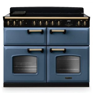 Rangemaster Classic Deluxe CLDLB110EIPSTB-AB1 110cm Induction Range Cooker – Stone Blue with Antique Brass Trim
