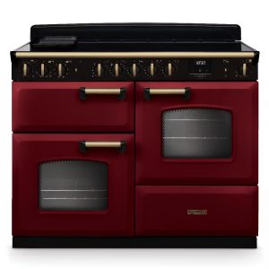 Rangemaster Classic Deluxe CLDLO110EIPBOR/AB1 110cm Induction Range Cooker – Bordeaux with Antique Brass Trim