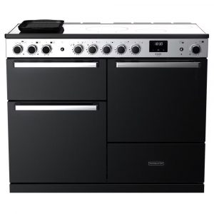 Rangemaster EDDLO110EIGBLK-CM1 Edge Deluxe OC 110cm Induction Range Cooker – Gloss Black with Chrome Trim