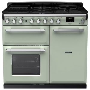 Rangemaster ESDL100DFPMNT/CM1 Estel Deluxe 100cm Dual Fuel Range Cooker – Mint with Chrome Trim