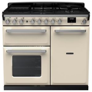 Rangemaster ESDL100DFPPCR/CM1 Estel Deluxe 100cm Dual Fuel Range Cooker – Pale Cream with Chrome Trim