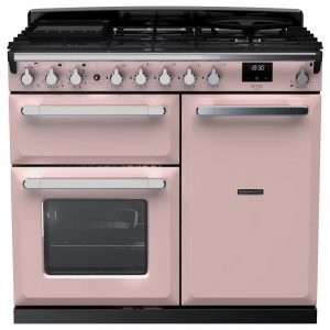 Rangemaster ESDL100DFPPPK/CM1 Estel Deluxe 100cm Dual Fuel Range Cooker – Pale Pink with Chrome Trim
