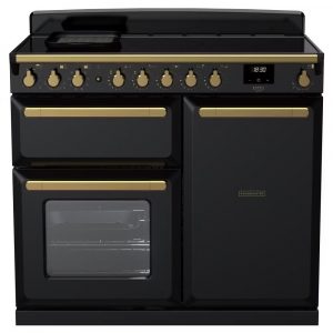 Rangemaster ESDL100EIPGBL/AB1 Estel Deluxe 100cm Induction Range Cooker – Gloss Black with Antique Brass Trim