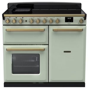 Rangemaster ESDL100EIPMNT/AB1 Estel Deluxe 100cm Induction Range Cooker – Mint with Antique Brass Trim