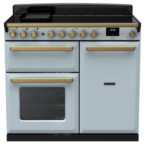 Rangemaster ESDL100EIPMSB/AB1 Estel Deluxe 100cm Induction Range Cooker – Misty Blue with Antique Brass Trim