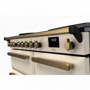 Rangemaster ESDL100EIPPCRCM1 Estel Deluxe 100cm Induction Range Cooker – Pale Cream with Antique Brass Trim 3
