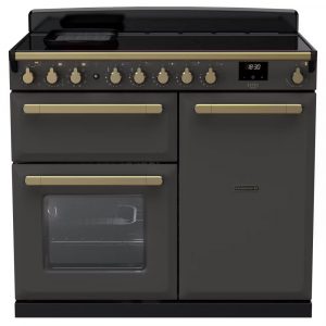 Rangemaster ESDL100EIPSLTAB1 Estel Deluxe 100cm Induction Range Cooker – Slate with Antique Brass Trim