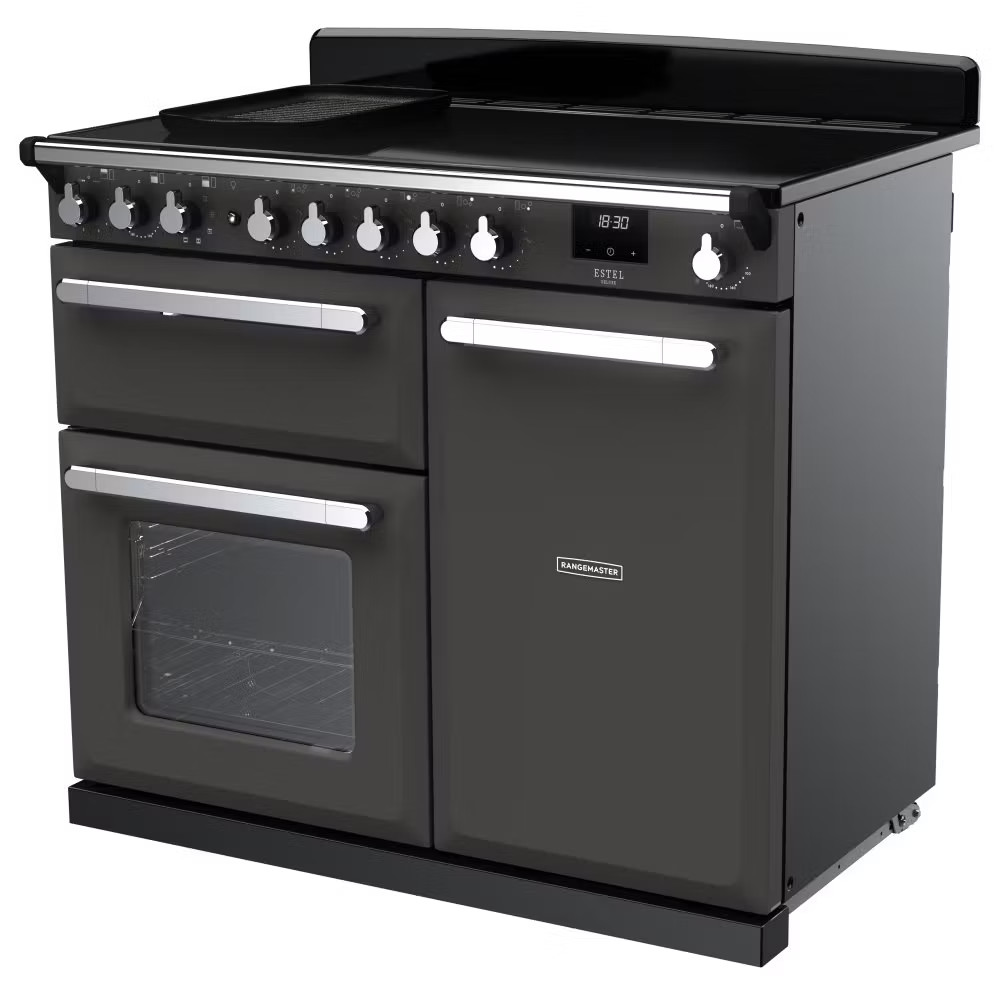 Rangemaster ESDL100EIPSLTCM1 Estel Deluxe 100cm Induction Range Cooker – Slate with Chrome Trim 2