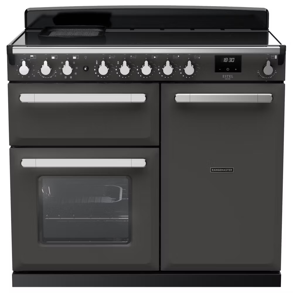 Rangemaster ESDL100EIPSLTCM1 Estel Deluxe 100cm Induction Range Cooker – Slate with Chrome Trim Rangemaster ESDL100EIPSLTCM1 Estel Deluxe 100cm Induction Range Cooker – Slate with Chrome Trim
