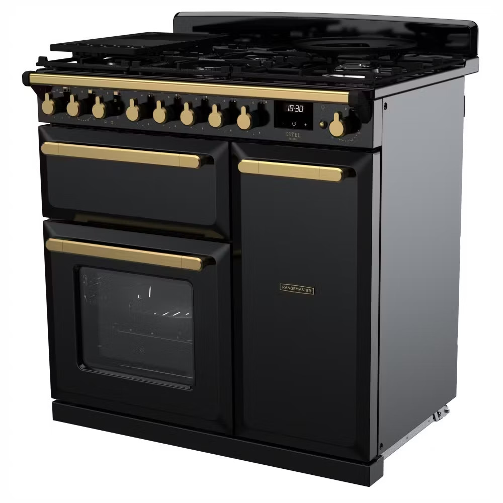 Rangemaster ESDL90DFPGBL/AB1 Estel Deluxe 90cm Dual Fuel Range Cooker ...
