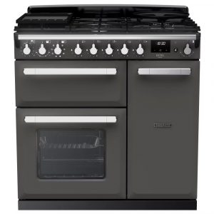 Rangemaster ESDL90DFPSLT/CM1 Estel Deluxe 90cm Dual Fuel Range Cooker – Slate with Chrome Trim