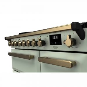 Rangemaster ESDL90EIPMNTAB1 Estel Deluxe 90cm Induction Range Cooker – Mint with Antique Brass Trim 3