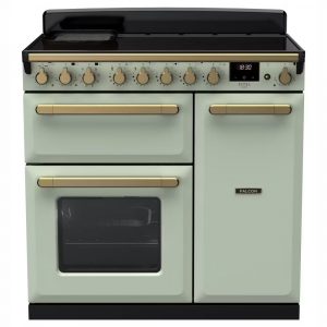Rangemaster ESDL90EIPMNTAB1 Estel Deluxe 90cm Induction Range Cooker – Mint with Antique Brass Trim