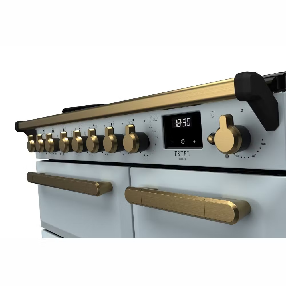 Rangemaster ESDL90EIPMSBAB1 Estel Deluxe 90cm Induction Range Cooker – Misty Blue with Antique Brass Trim 3