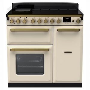 Rangemaster ESDL90EIPPCR/AB1 Estel Deluxe 90cm Induction Range Cooker – Pale Cream with Antique Brass Trim