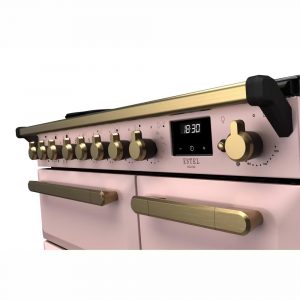Rangemaster ESDL90EIPPPKAB1 Estel Deluxe 90cm Induction Range Cooker – Pale Pink with Antique Brass Trim 3