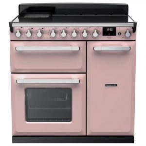 Rangemaster ESDL90EIPPPK/CM1 Estel Deluxe 90cm Induction Range Cooker – Pale Pink with Chrome Trim
