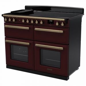 Rangemaster ESDLB110EIPBOR-AB1 Estel Deluxe BC 110cm Induction Range Cooker – Bordeaux with Antique Brass Trim 1