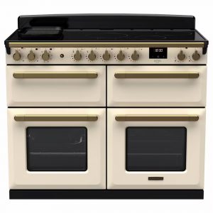 Rangemaster ESDLB110EIPPCR-AB1 Estel Deluxe BC 110cm Induction Range Cooker – Pale Cream with Antique Brass Trim