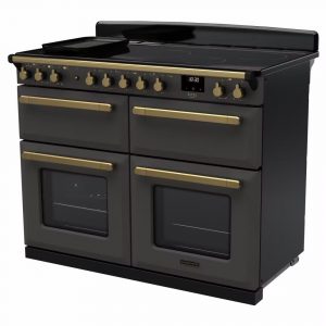 Rangemaster ESDLB110EIPSLT-AB1 Estel Deluxe BC 110cm Induction Range Cooker – Slate with Antique Brass Trim 1