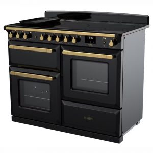 Rangemaster ESDLO110EIPGBL-AB1 Estel Deluxe OC 110cm Induction Range Cooker – Gloss Black with Antique Brass 1