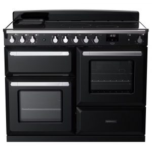 Rangemaster ESDLO110EIPGBL-CM1 Estel Deluxe OC 110cm Induction Range Cooker – Gloss Black with Chrome