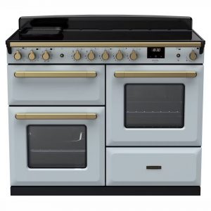Rangemaster ESDLO110EIPMSB-AB1 Estel Deluxe OC 110cm Induction Range Cooker – Misty Blue with Antique Brass