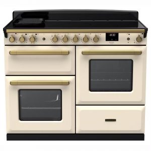 Rangemaster ESDLO110EIPPCR-AB1 Estel Deluxe OC 110cm Induction Range Cooker – Pale Cream with Antique Brass