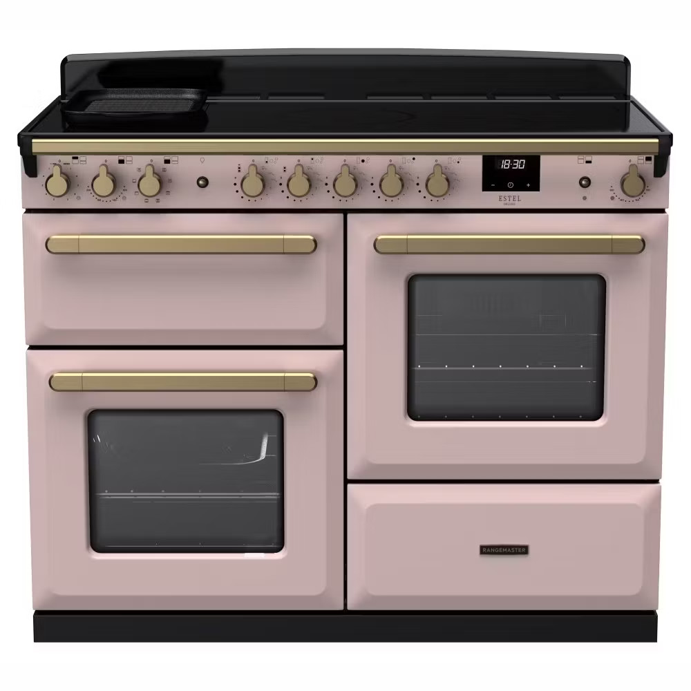 Rangemaster ESDLO110EIPPPK-AB1 Estel Deluxe OC 110cm Induction Range Cooker – Pale Pink with Antique Brass Rangemaster ESDLO110EIPPPK-AB1 Estel Deluxe OC 110cm Induction Range Cooker – Pale Pink with Antique Brass