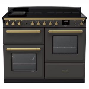 Rangemaster ESDLO110EIPSLT-AB1 Estel Deluxe OC 110cm Induction Range Cooker –Slate with Antique Brass